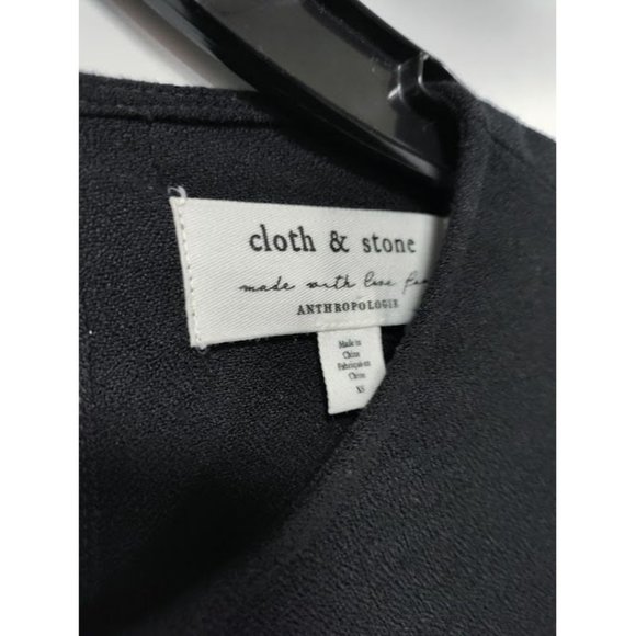 Anthropologie Cloth & Stone Womens Round Neck Bell Sleeve Blouse Black XS-M - Picture 4 of 10